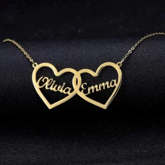 Couple, Two Big Heart Name Pendant