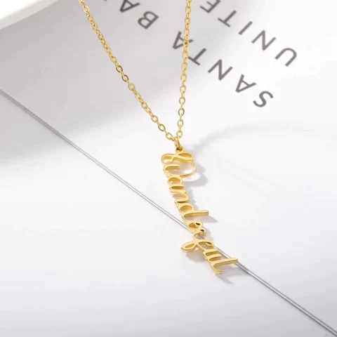 Vertical, Name Pendant, Single Name Necklace
