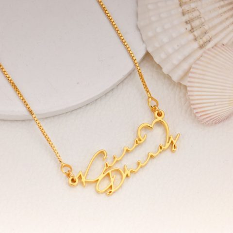 Signature, Style, Couple, Name Necklace, Heart
