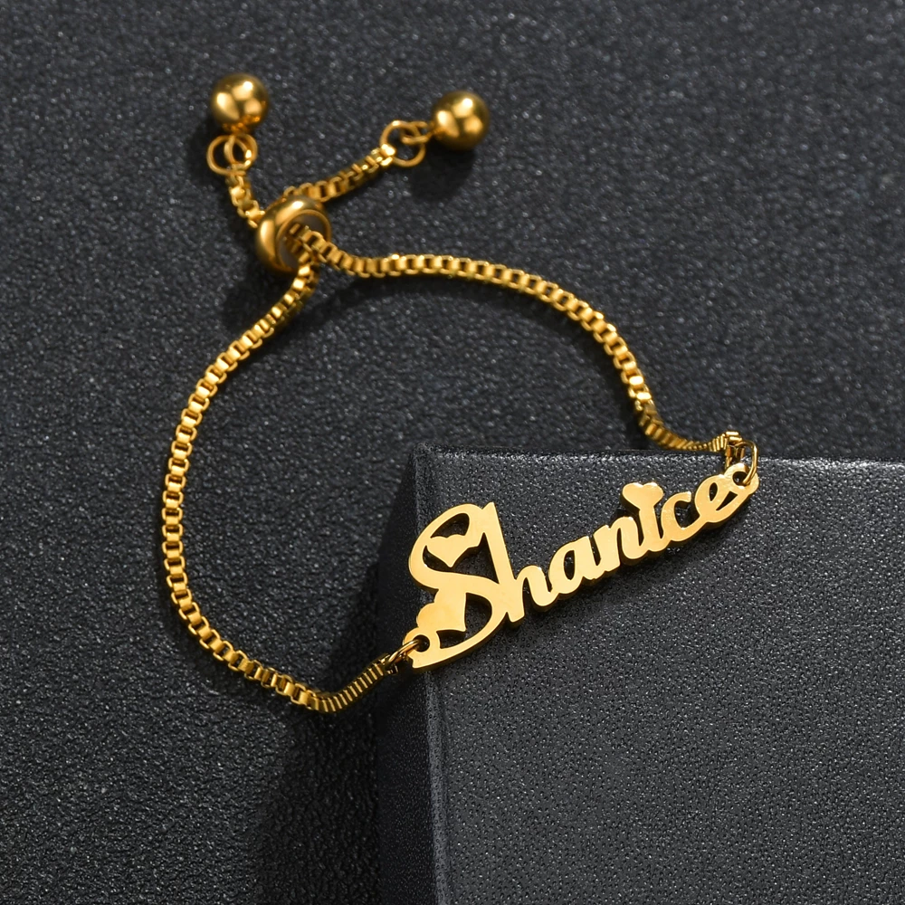 Couple Big Heart Name Bracelet - 99 Customized Jewellery