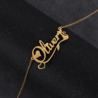 Cute Cat Shape Name Necklace