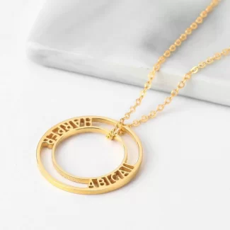 Double Round Couple Name Necklace
