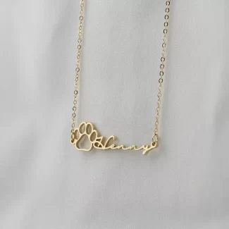 Panda Footprint Signature Name Necklace
