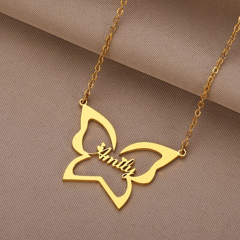14k Solid Gold Mother Daughter Butterfly Necklace Set, Personalized  Butterfly Pendant Necklace, Custom Engrave Layered Necklace Gift for Her -  Etsy