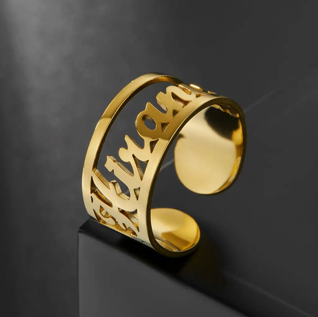 Initial Name Ring in Solid Gold - Abhika Jewels