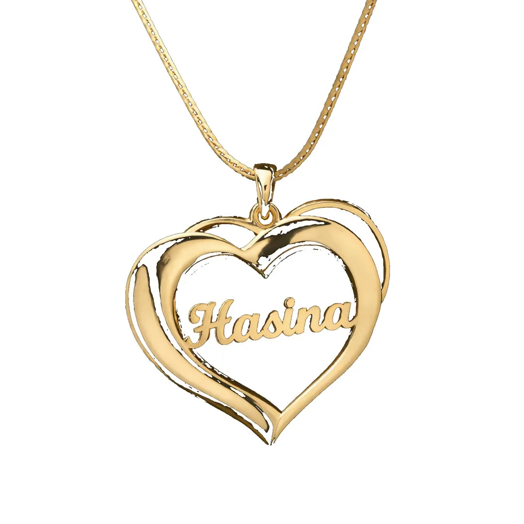 Bold Heart Name Necklace – Hasina white shot Bold Heart Name Necklace – Hasina white product image
