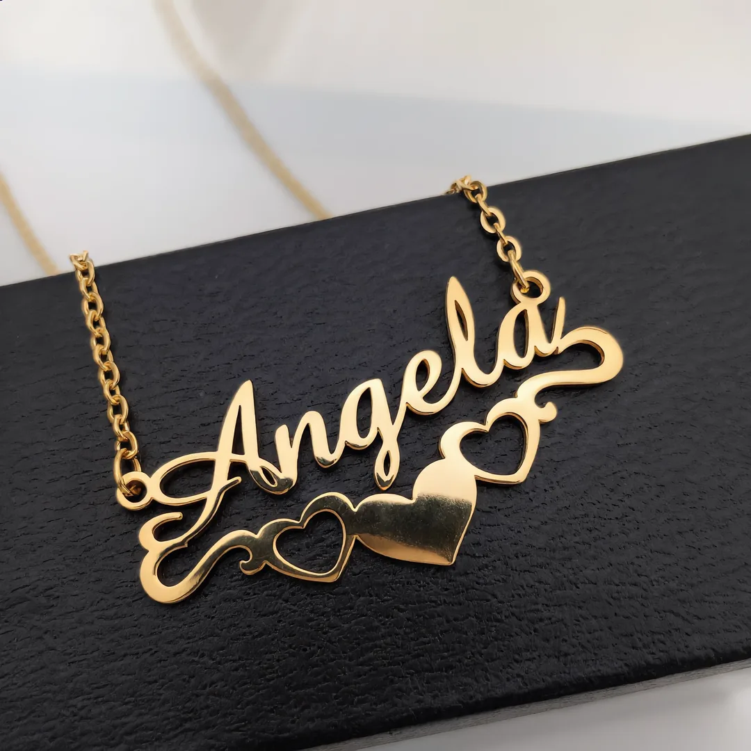 Bottom Heart Name Necklace – Angela hero product image