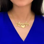 Bottom Heart Name Necklace – Angela neck product image