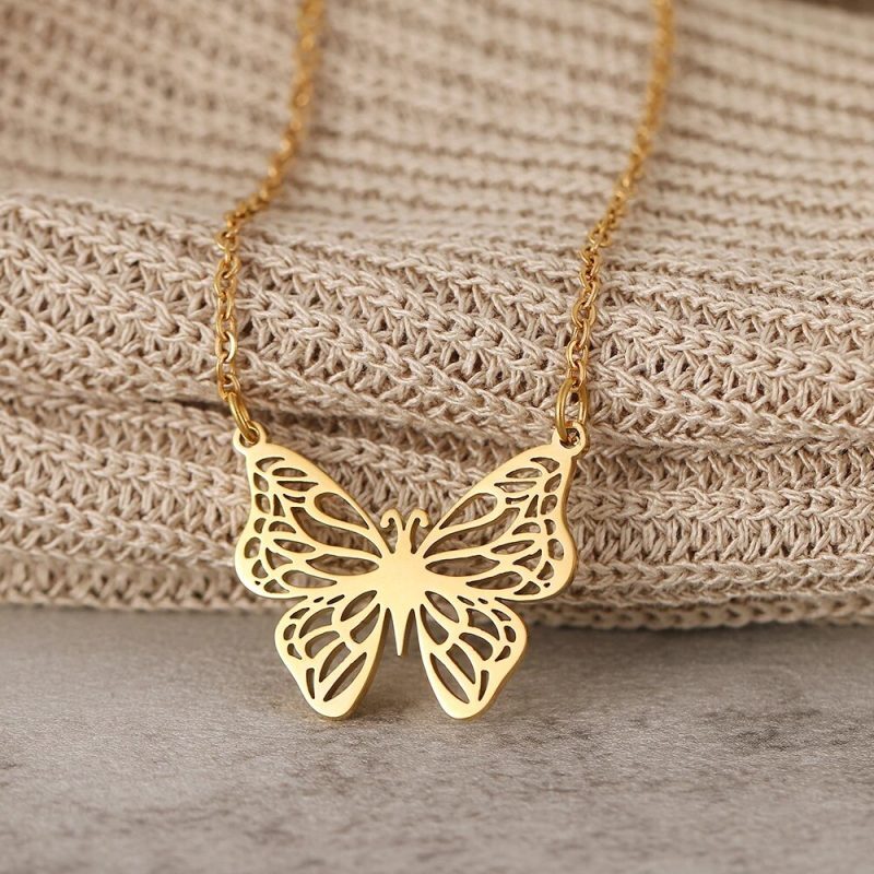 Mandala Style Butterfly Readymade Necklace, Dainty Butterfly Pendant
