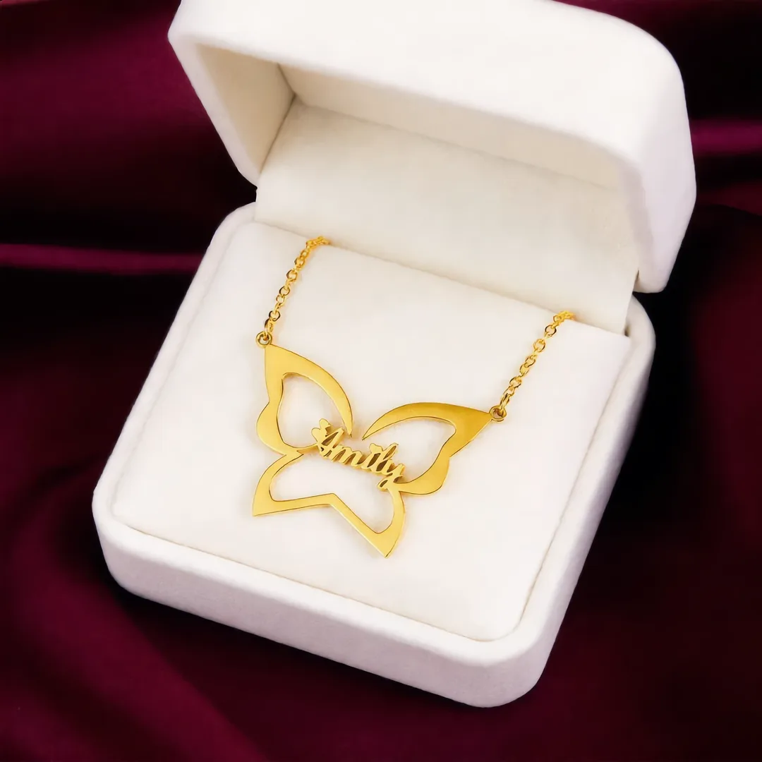 Butterfly Custom Name Necklace – Emily gift shot Butterfly Custom Name Necklace – Emily gift product image