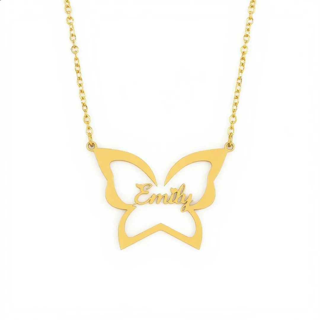 Butterfly Custom Name Necklace – Emily white shot Butterfly Custom Name Necklace – Emily white product image