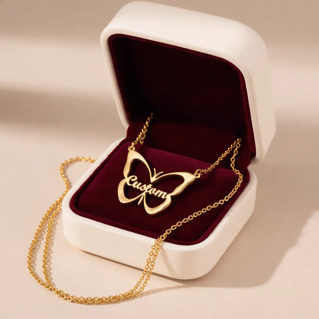 Butterfly Name Necklace – Custom gift shot Butterfly Name Necklace – Custom gift product image