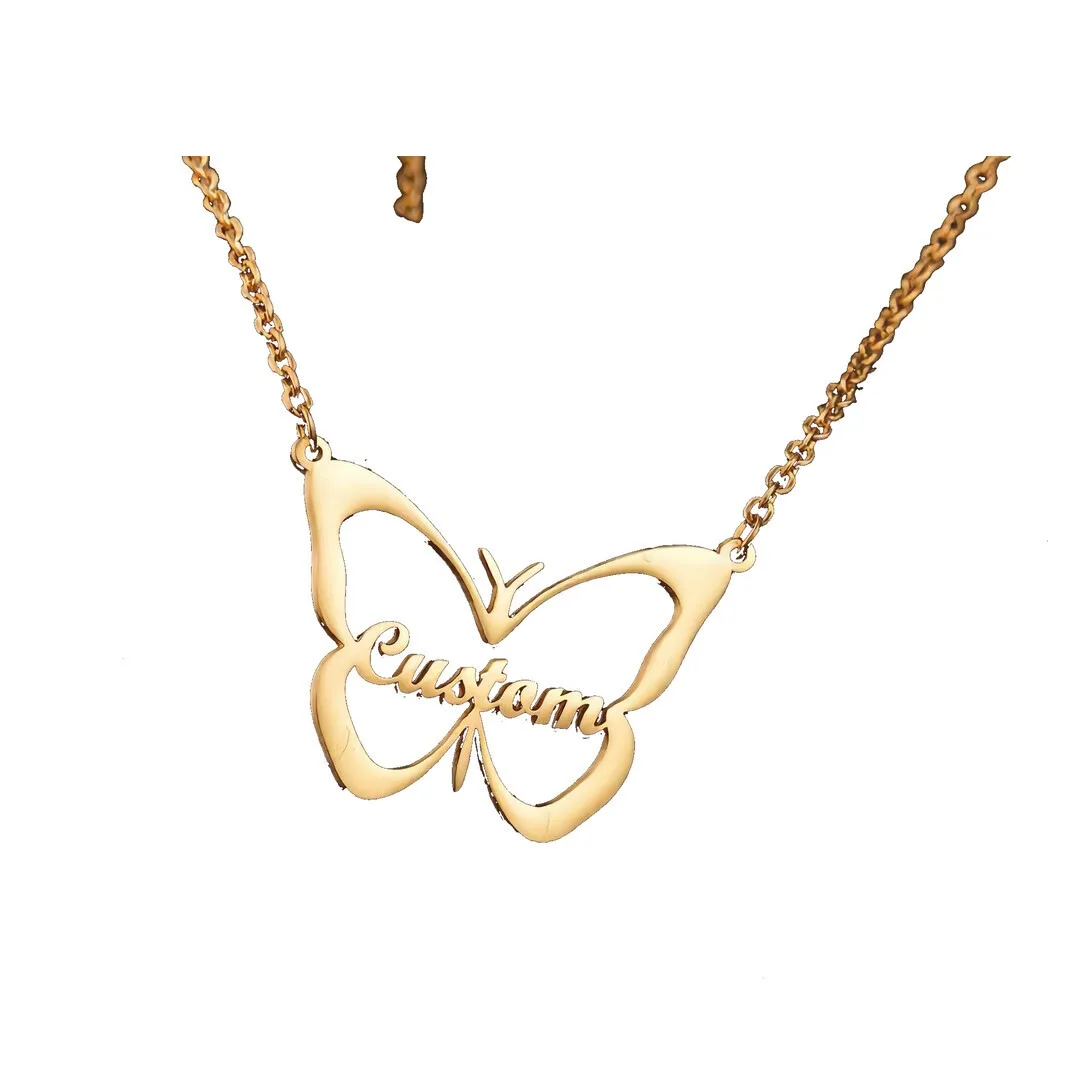 Butterfly Name Necklace – Custom white shot Butterfly Name Necklace – Custom white product image