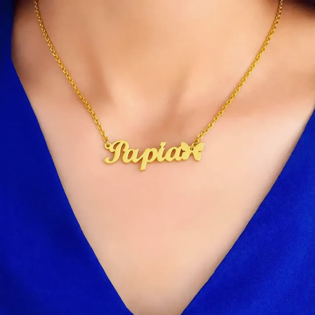 Butterfly Name Pendant – Rupia neck shot Butterfly Name Pendant – Rupia neck product image