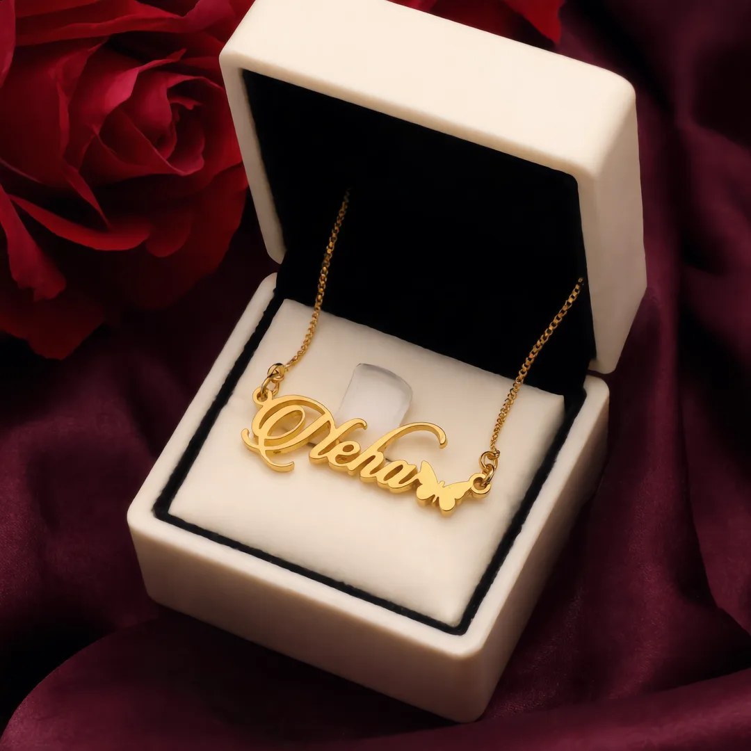 Butterfly Style Name Necklace Neha – jewellery gift box