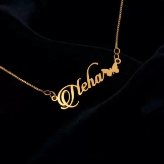 Butterfly Style Name Necklace Neha – black velvet hero