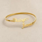 Couple Name With Heart Kada flat lay product view – personalized jewellery
