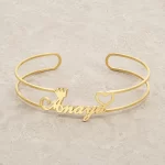 Crown & Heart Single Name Kada flat lay product view – personalized jewellery