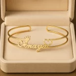 Crown & Heart Single Name Kada in premium gift box – personalized jewellery