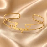Crown & Heart Single Name Kada on luxury satin – personalized jewellery