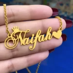 Crown With Heart Name Necklace Niyah hand product photo
