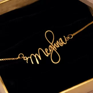 Cursive Curved Name Necklace Meghna hero product photo