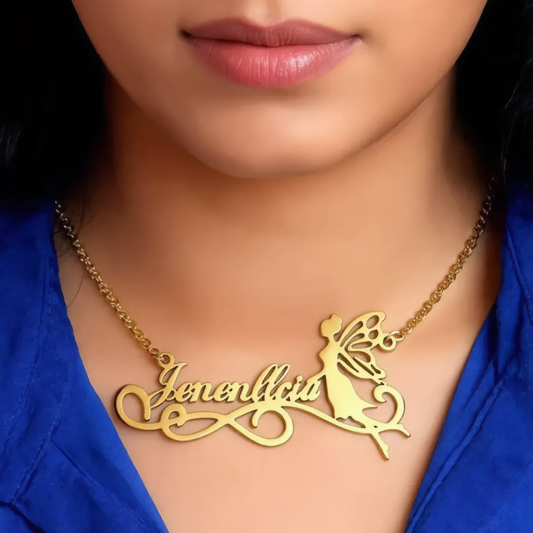 Fairy Angel Name Pendant exact sample neck product photo