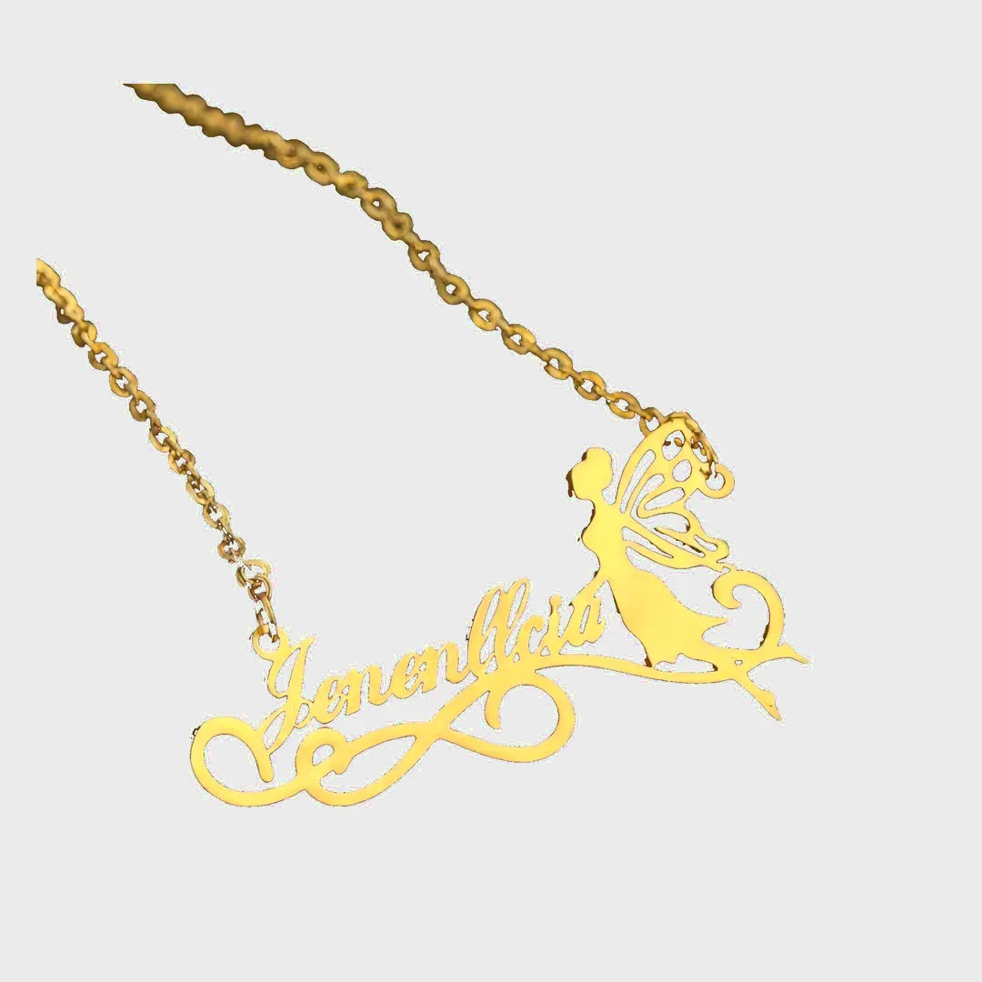 Fairy Angel Name Pendant exact sample on white background