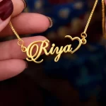 Half Heart Name Necklace – Riya hand product image