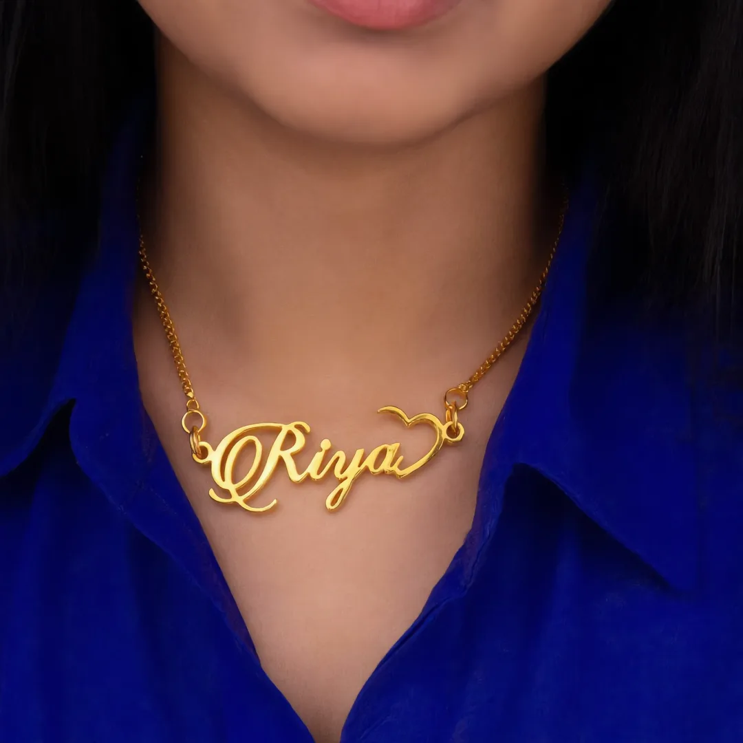 Half Heart Name Necklace – Riya neck product image