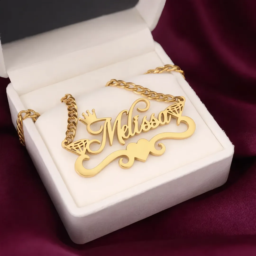 Heart & Diamond Name Necklace – Melissa gift product image