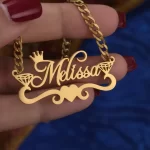 Heart & Diamond Name Necklace – Melissa hand product image