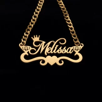 Heart & Diamond Name Necklace – Melissa hero product image