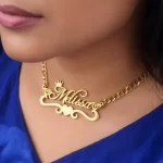 Heart & Diamond Name Necklace – Melissa neck product image