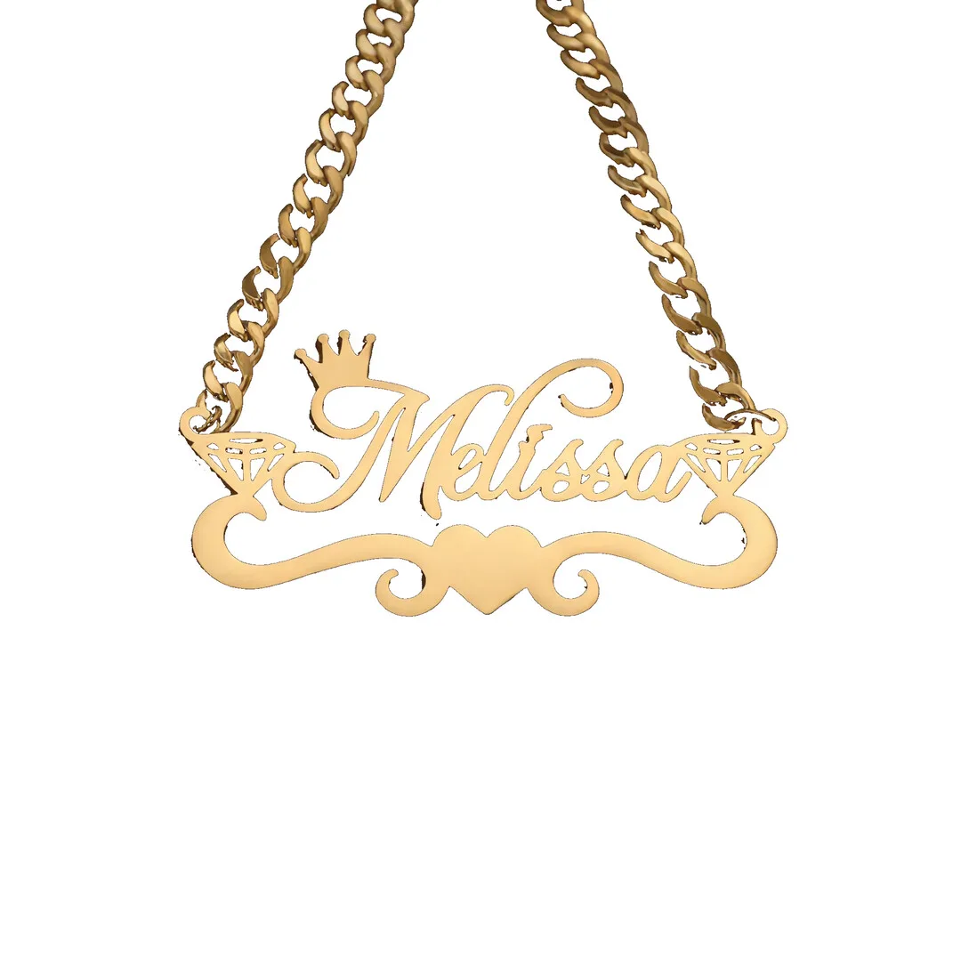 Heart & Diamond Name Necklace – Melissa white product image