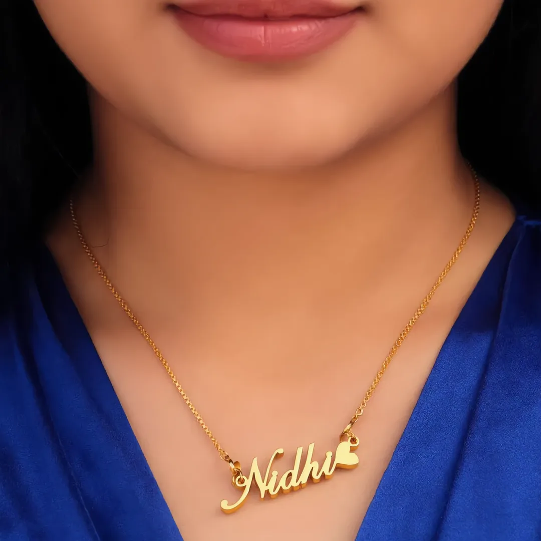 Heart Style Name Necklace Nidhi neck product photo