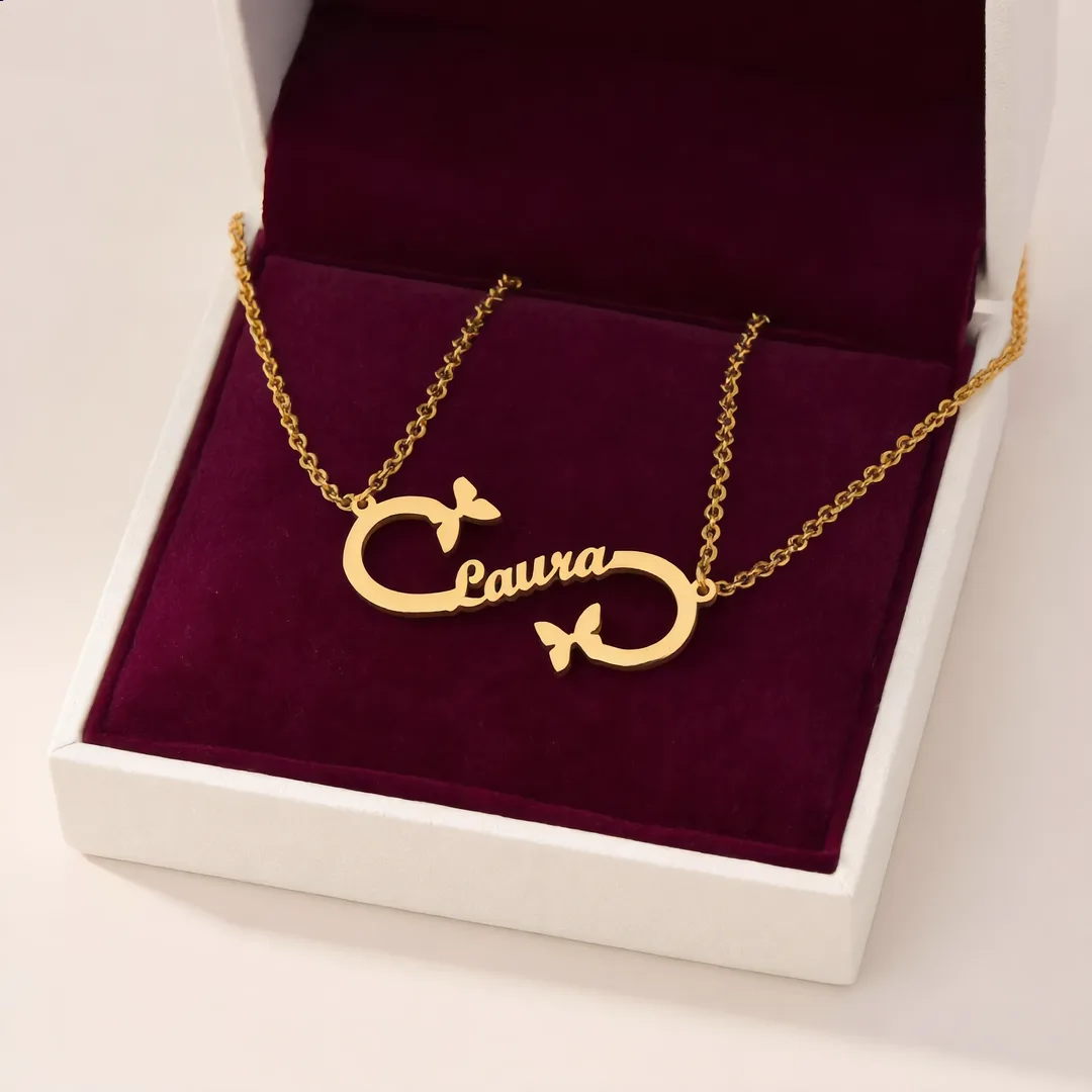 Infinity Butterfly Name Pendant – Laura gift shot Infinity Butterfly Name Pendant – Laura gift product image