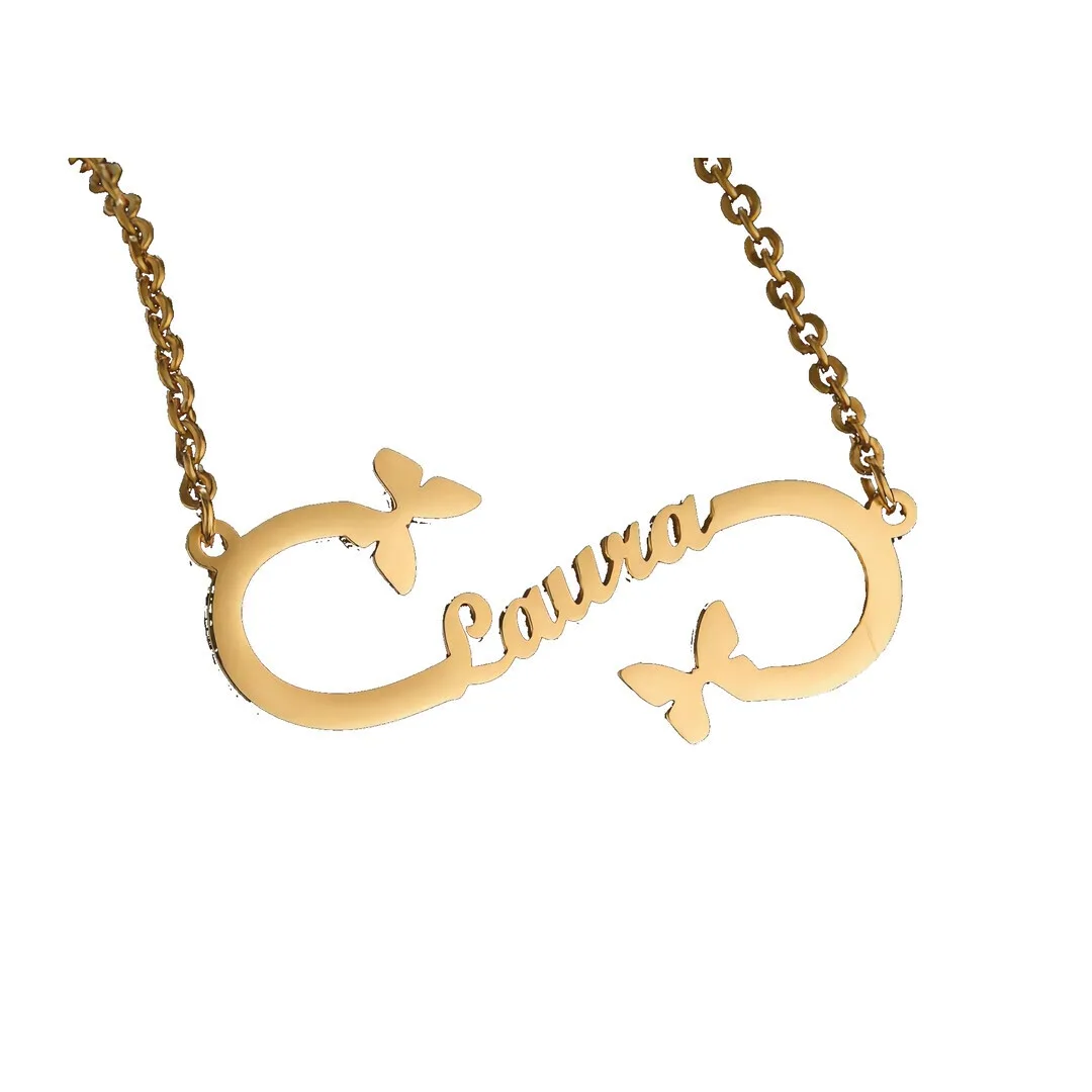 Infinity Butterfly Name Pendant – Laura white shot Infinity Butterfly Name Pendant – Laura white product image