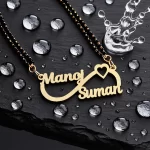 Waterproof Infinity Double Name Mangalsutra product visual with water droplets