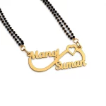 Infinity Double Name Mangalsutra with Manoj and Suman names on white background