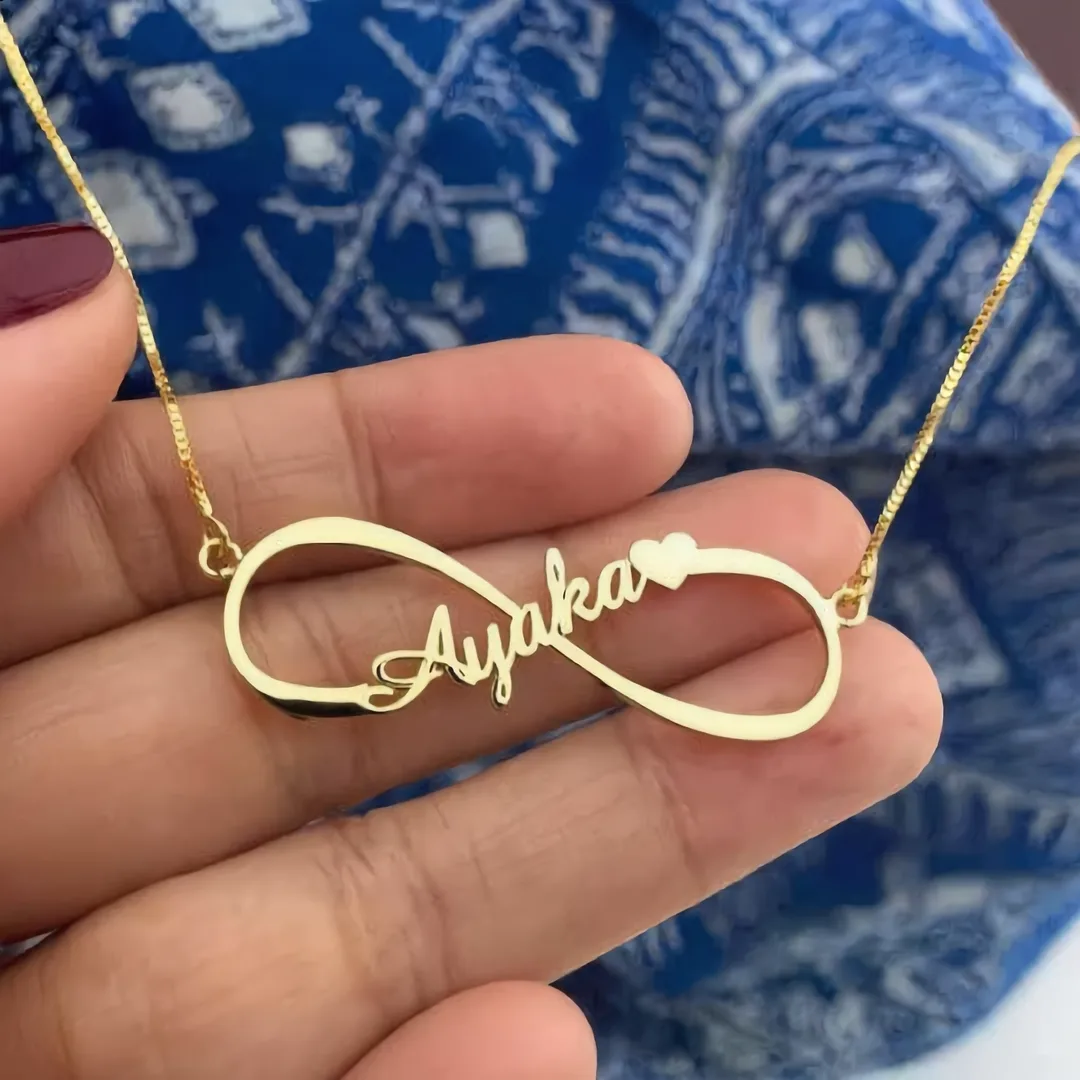Infinity Single Name Necklace Ayesha hand product photo