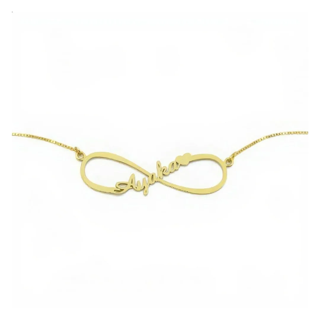 Infinity Single Name Necklace Ayesha on white background