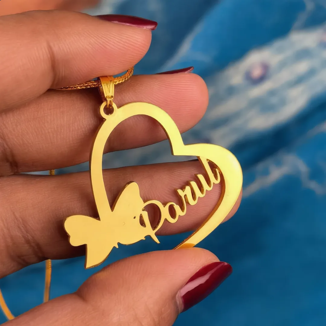 Inside Heart Name Necklace – Poonam hand product image
