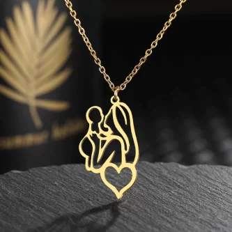 Mom & Baby With Heart Readymade Necklace