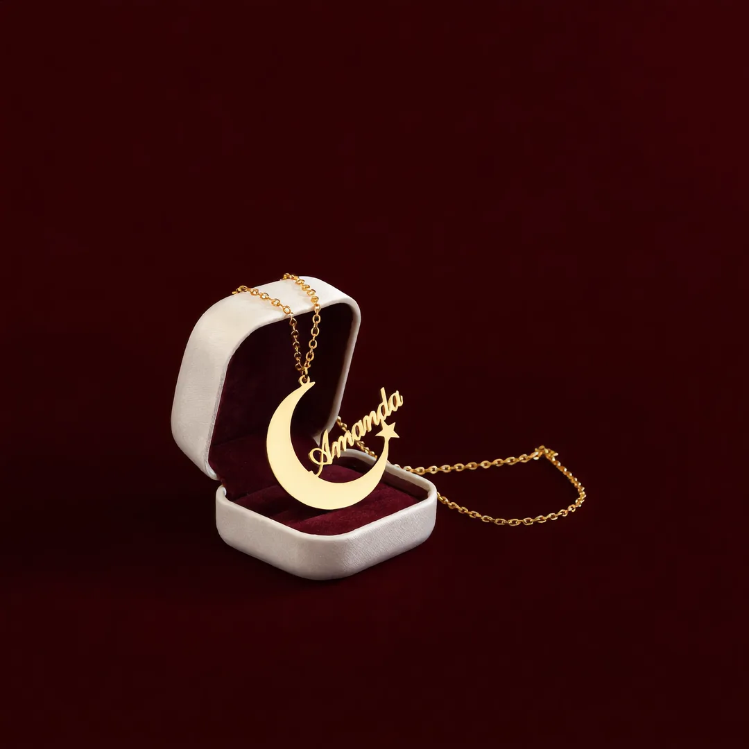 Moon and Star Name Pendant – Amanda gift product image