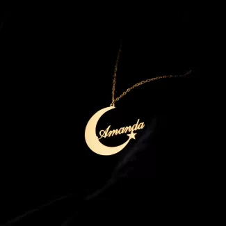 Moon and Star Name Pendant – Amanda hero product image