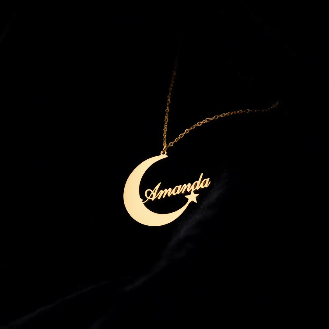 Moon and Star Name Pendant – Amanda hero product image
