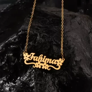 Bottom Flower Design Name Necklace