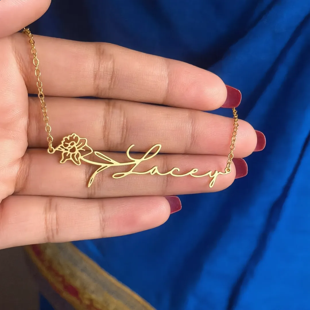 Rose Name Necklace – Lacey hand product image