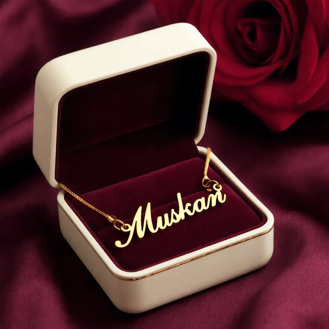 Simple Style Name Necklace Muskan – jewellery gift box